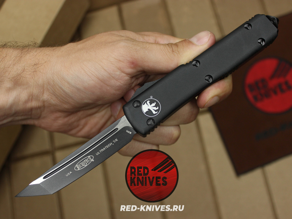Нож Microtech Ultratech T/E A+++ - черная рукоять, черный клинок танто RK/Н89