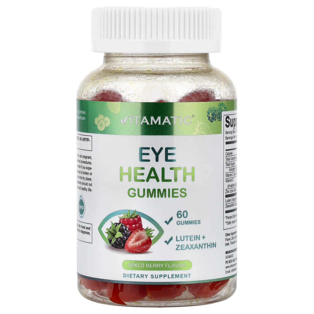 Vitamatic, жевательные таблетки для здоровья глаз, со вкусом ягодного ассорти, 60 шт.