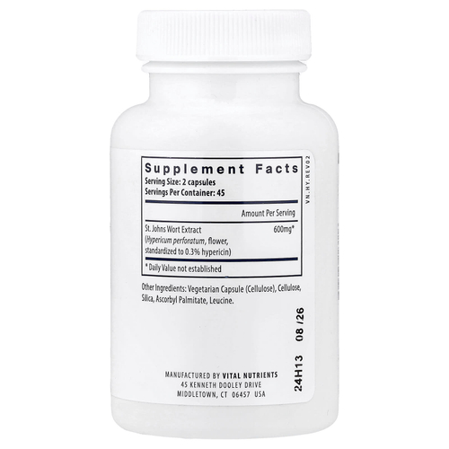 Vital Nutrients, зверобой, 90 веганских капсул (300 мг в 1 капсуле)