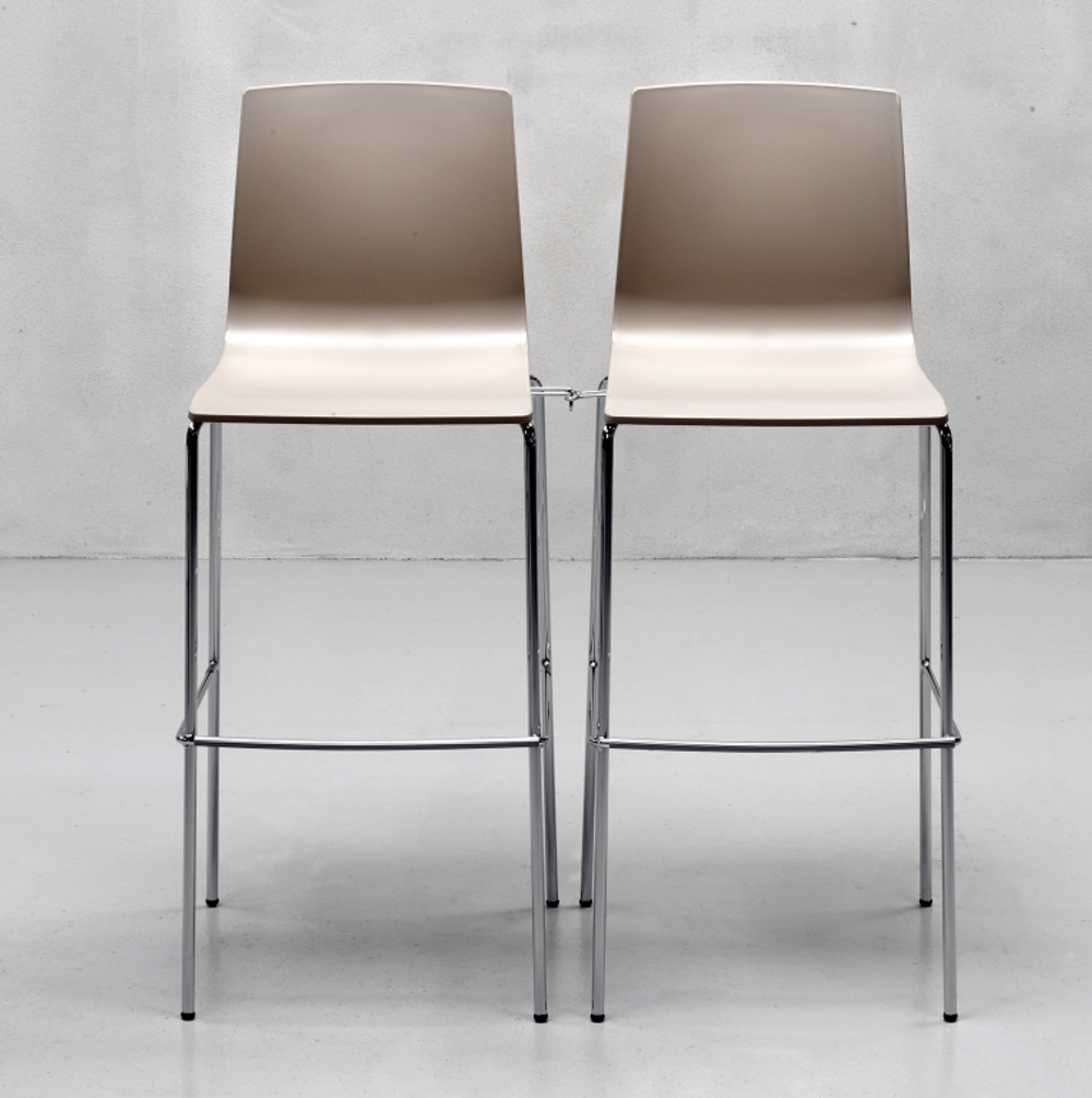Стул барный пластиковый Scab Design Alice Barstool, хром, тортора