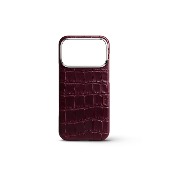 Чехол для iPhone 18 - Натуральная кожа аллигатора - Burgundy