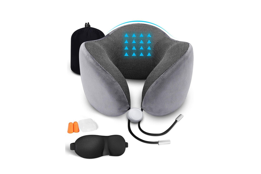 Подушка для путешествий RoadLike Travel Kit Pure с эффектом памяти, серый