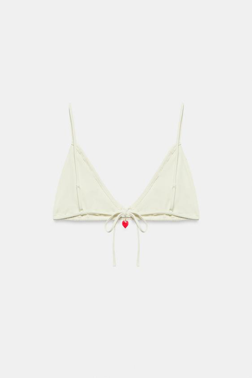 ZARA ТОП-БИКИНИ С БУСИНОЙ В ВИДЕ СЕРДЦА, ЭКРЮ