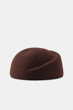ZARA ШЕРСТЯНАЯ КЕПКА, КОРИЧНЕВЫЙ