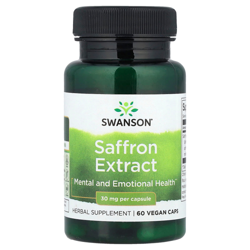 Swanson Vitamins, Экстракт шафрана, 30 мг, 60 веганских капсул