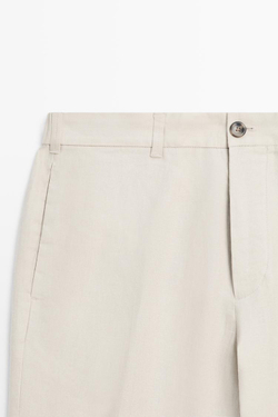 Massimo Dutti Зауженные льняные брюки, бежевый