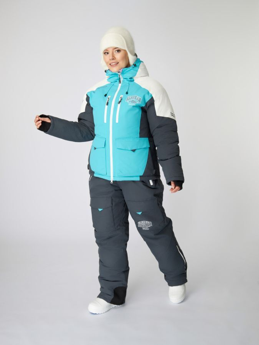 Костюм зимний женский Alaskan Vanda M белый/голубой/серый (куртка+полукомбинезон)