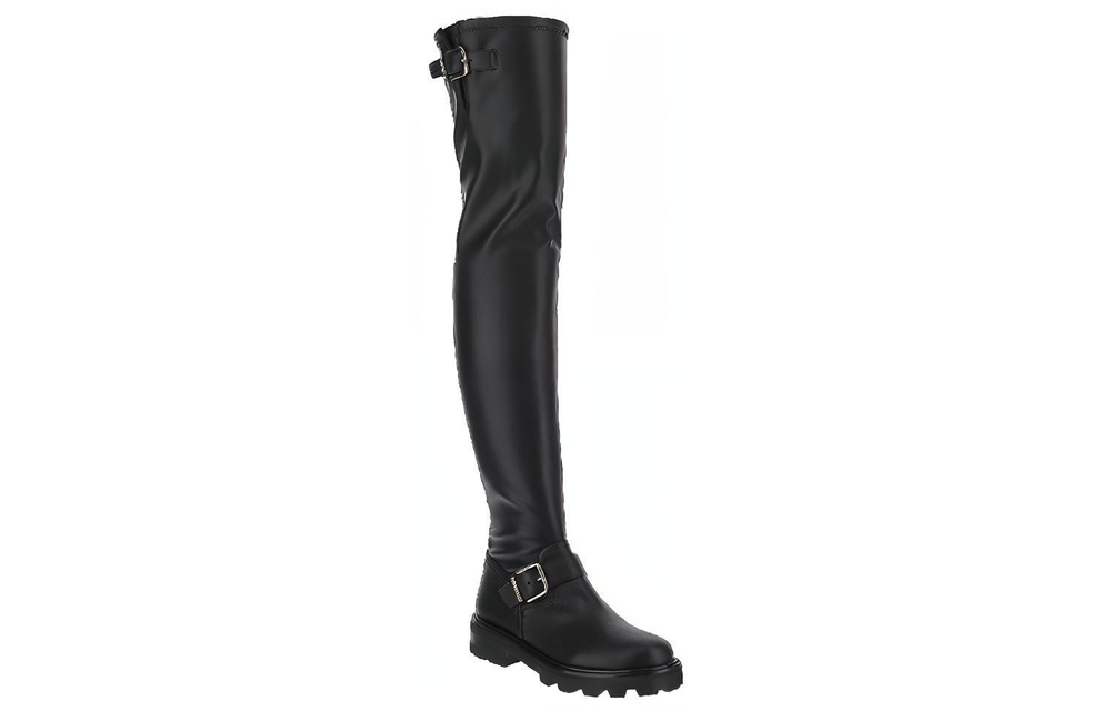 Jimmy Choo Biker II OTK Leather Knee high Boots Women"s Black