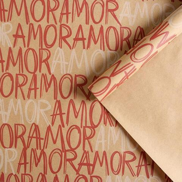 Бумага упаковочная крафтовая «Amor» 50 × 70 см.