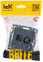 BRITE Розетка двойная TV+RJ45 кат.5E РТВ/РК12-БрМ маренго IEK
