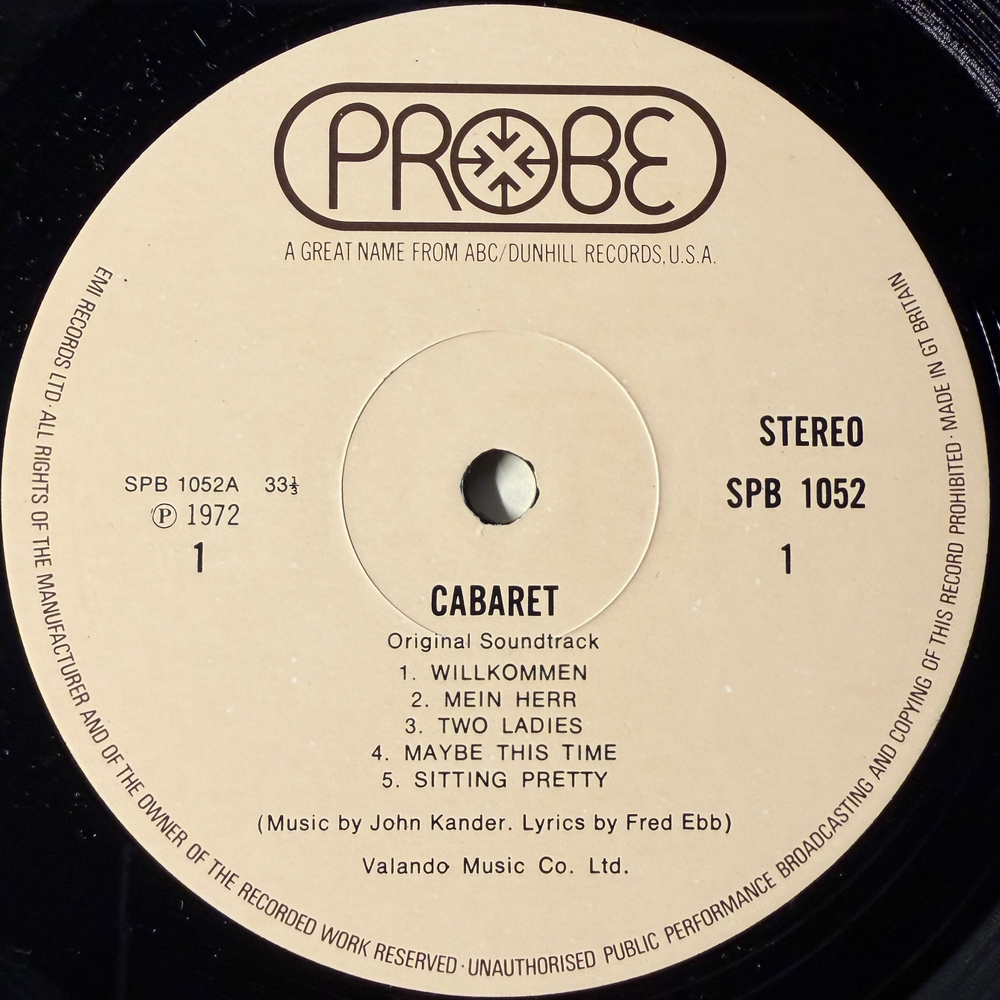 Cabaret - Original Soundtrack Recording (Англия 1972г.) Promo