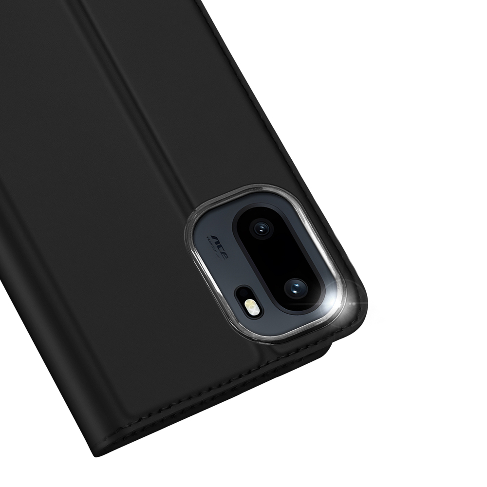 Чехол книжка из черной кожи для OnePlus 15R, Ace 6 и 6T, серия Skin Pro Series от Dux Ducis