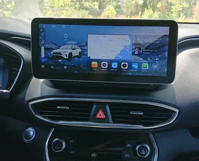 Магнитола для Hyundai Santa Fe 2018-2020 (рамка под 10") - Teyes LUX ONE ROUND монитор 12.3" 2K QLED на Android 10, Быстрая, CarPlay, 4G SIM-слот