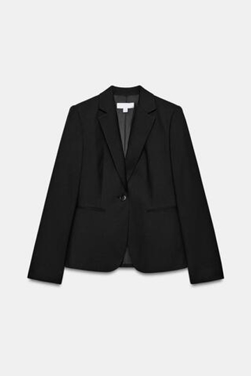 ZARA ПРИТАЛЕННЫЙ БЛЕЙЗЕР С ПОДПЛЕЧНИКАМИ, ЧЕРНЫЙ