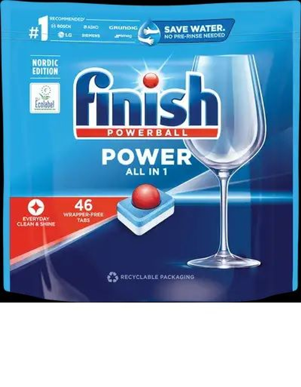 Finish Таблетки для посудомоечной машины Powerball Power All in 1, 46 таблеток (Из Финляндии)