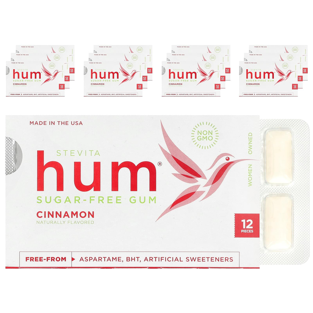Stevita Naturals, Hum®, жевательная резинка без сахара, с корицей, 12 пакетиков, 12 шт. в каждой