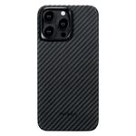 Чехол из арамидного волокна с поддержкой MagSafe PITAKA MagEZ Case 4 1500D для iPhone 15 Pro, Black / Grey Twill (Cаржевое переплетение)