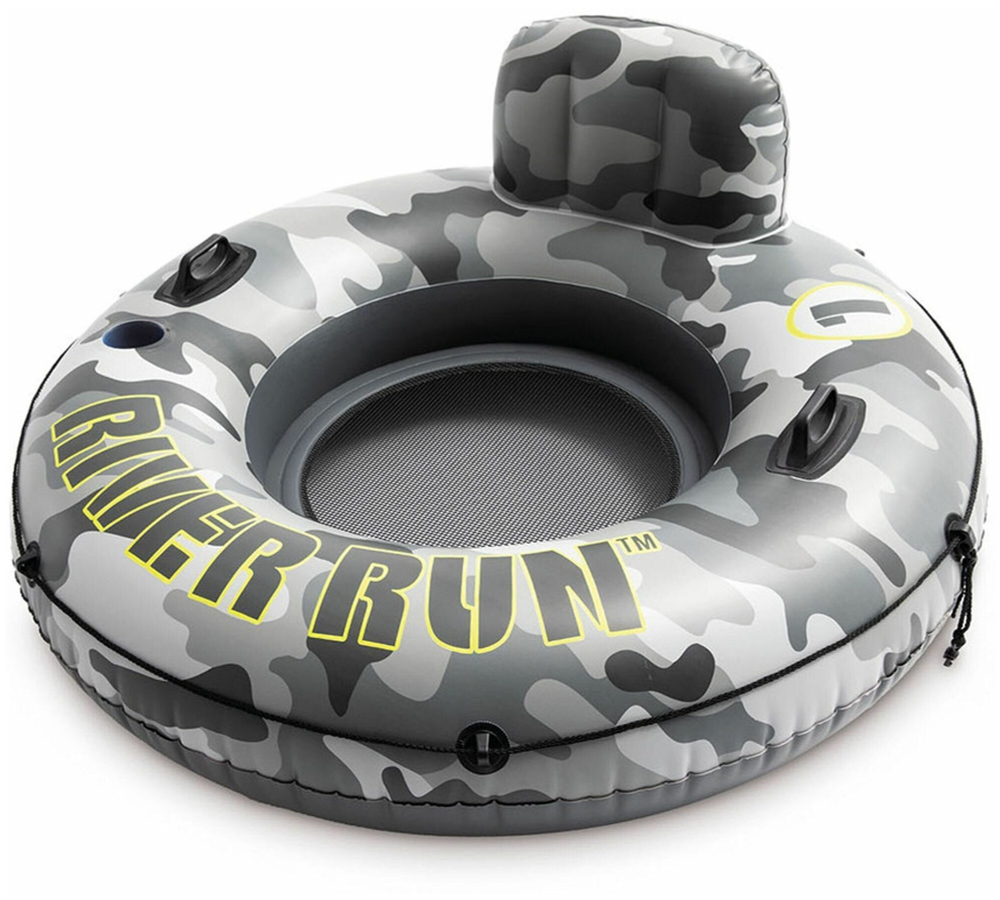 56835, Intex, Надувной круг-кресло 135см "Camo River Run 1" с ручками, до 100кг