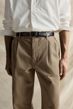 ZARA БРЮКИ ЧИНОС REGULAR-FIT СО СКЛАДКАМИ, СЕРО-КОРИЧНЕВЫЙ