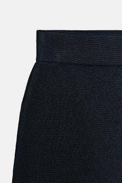 ZARA ТРИКОТАЖНАЯ МИНИ-ЮБКА С ВОЛНИСТЫМ КРАЕМ, МОРСКОЙ СИНИЙ
