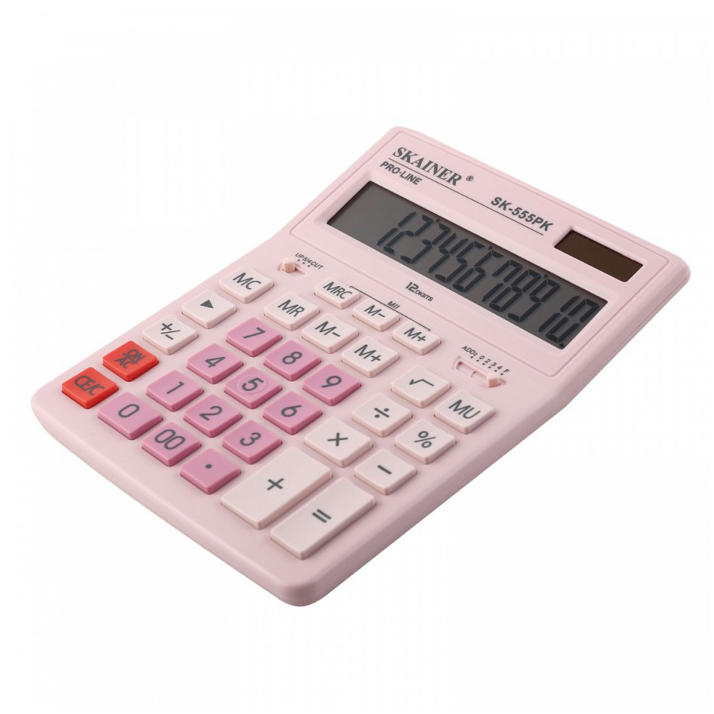 Калькулятор настольный SKAINER 12 Bit, LCD, 15.5*20.5*3.5 см, розовый