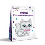 Алмазная (кристальная) мозаика Фрея, магнит Котенок с бантом, 9х9 см