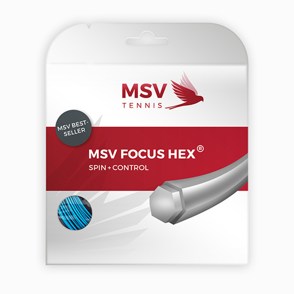 Теннисная струна MSV Focus HEX® Tennis String 12m 1,18mm sky blue