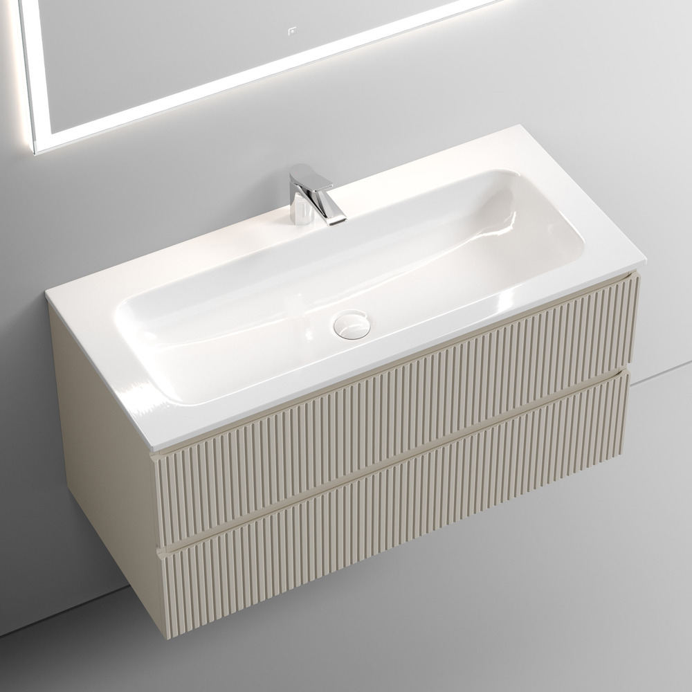 Тумба подвесная Sancos Snob T, Beige Soft 995х445х500, под столешницу с отверстием под смеситель, цвет Black Sky, арт. SNT100CE