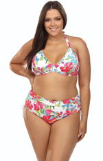 Купальник plus size с ярким цветочным принтом (Размер: 75E/38) (Цвет: разноцветный)