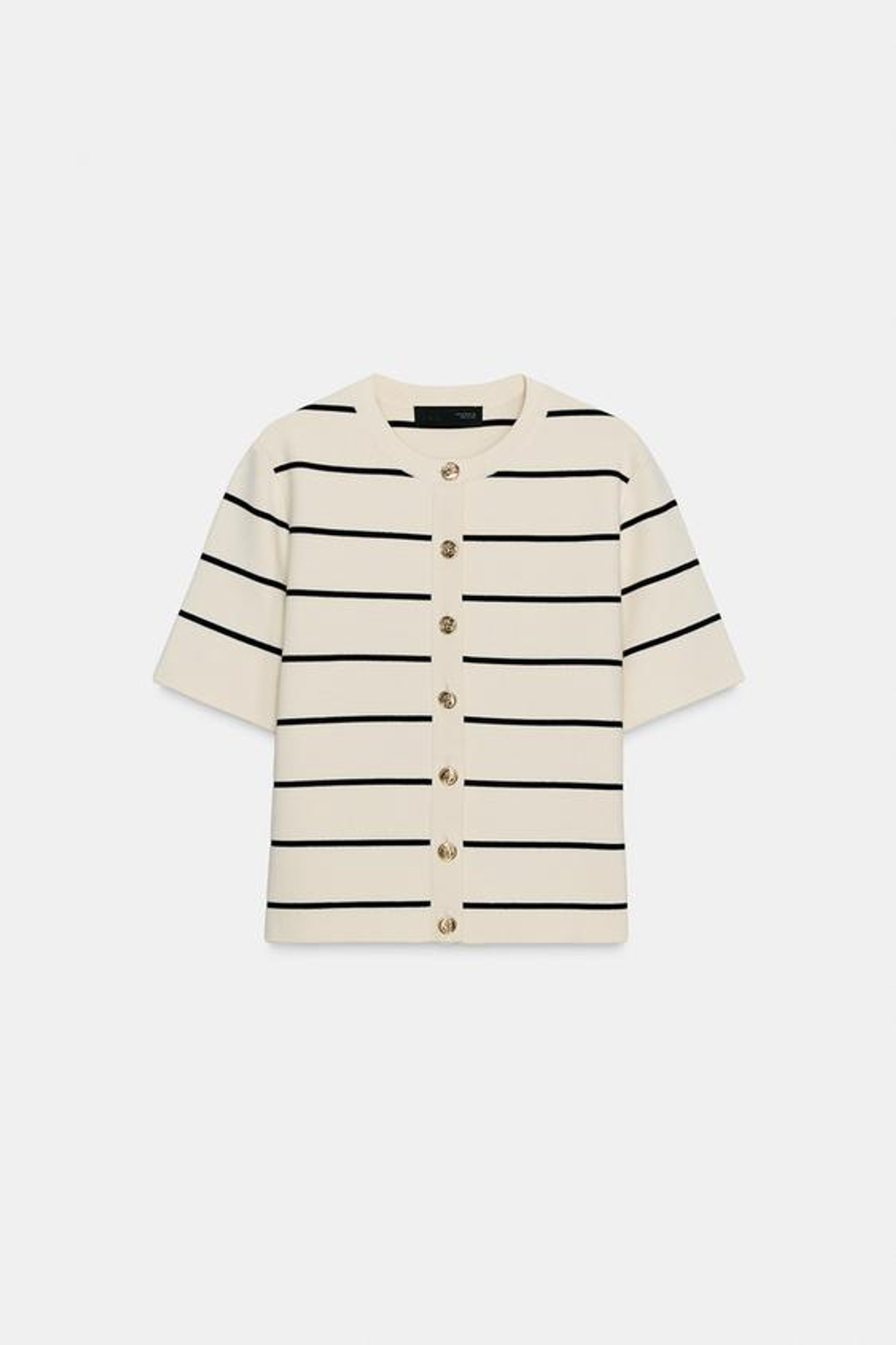 Короткорукавный трикотажный кардиган в полоску - ZARA