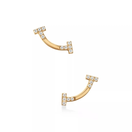 Серьги из жёлтого золота 18k с бриллиантами , Tiffany 💠T smile New
