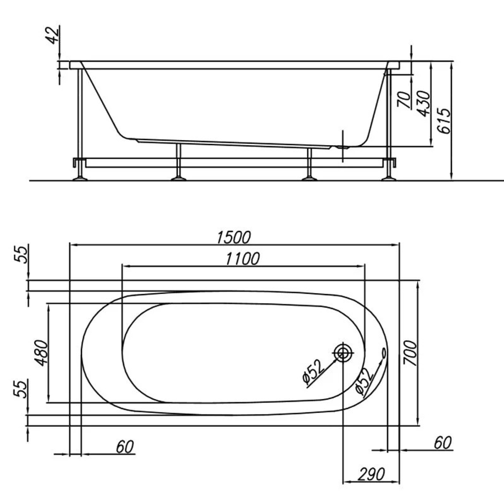 Ванна Kolpa san TAMIA 150x70 (1W28)