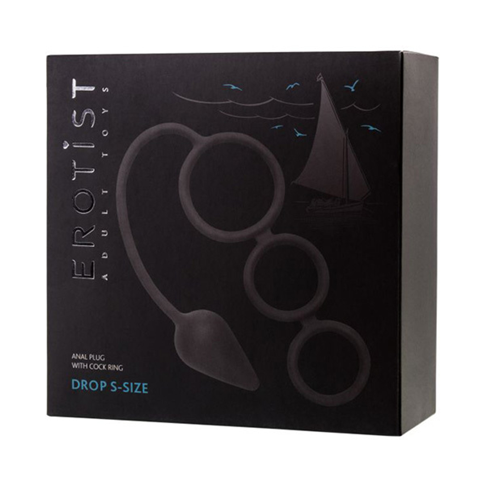 Тройное эрекционное кольцо 3см и 4см с анальным хвостом Erotist Toys Anal Plag with Cock Ring Drop Size S