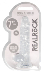Прозрачный фаллоимитатор Realrock Crystal Clear 7 inch - 19 см. (Цвет: прозрачный)