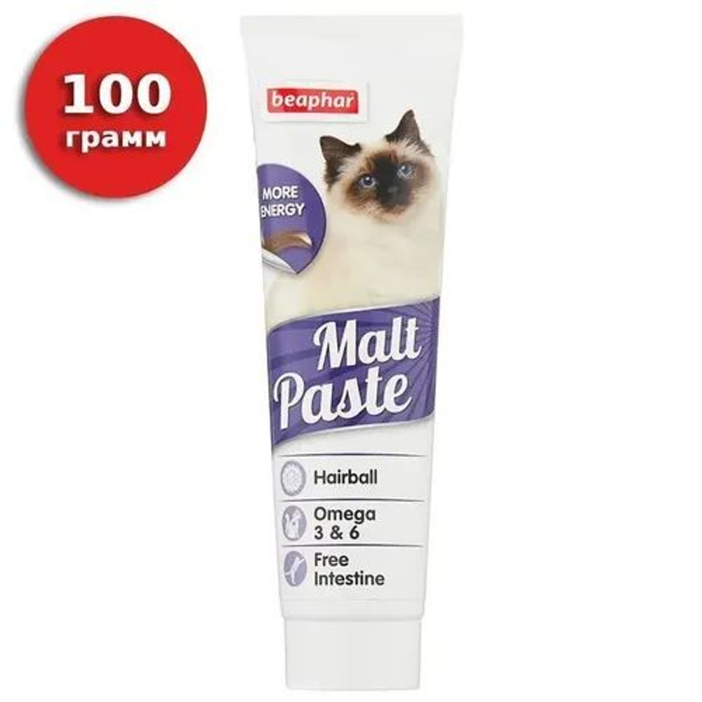 Мальт-паста для выведения шерсти из кишечника для кошек, 100 г