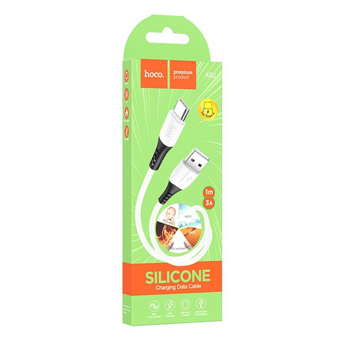 Usb Кабель-зарядка Type-C Hoco X82 3A 1м мягкий силиконовый белый