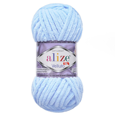 Пряжа Alize (Ализе) Velluto / уп.5 мот. по 100 г, 68м, 218 детский голубой A