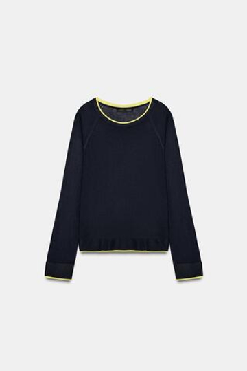 ZARA ТРИКОТАЖНЫЙ ДЖЕМПЕР, МОРСКОЙ ТЕМНО-СИНИЙ
