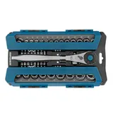 Набор торцевых головок, трещотка 120 зубьев, 1/2", 1/4", CrV, 41 предмет Gross — фото 3