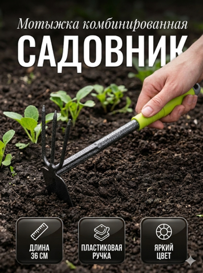 Мотыжка комбинированная «Садовник» 36см пластиковая ручка