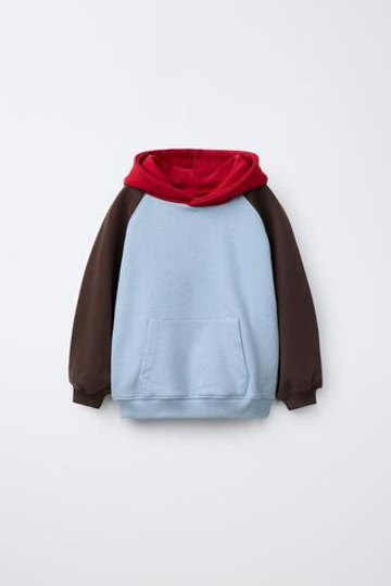 ZARA ХУДИ COLORBLOCK, ГОЛУБОЙ