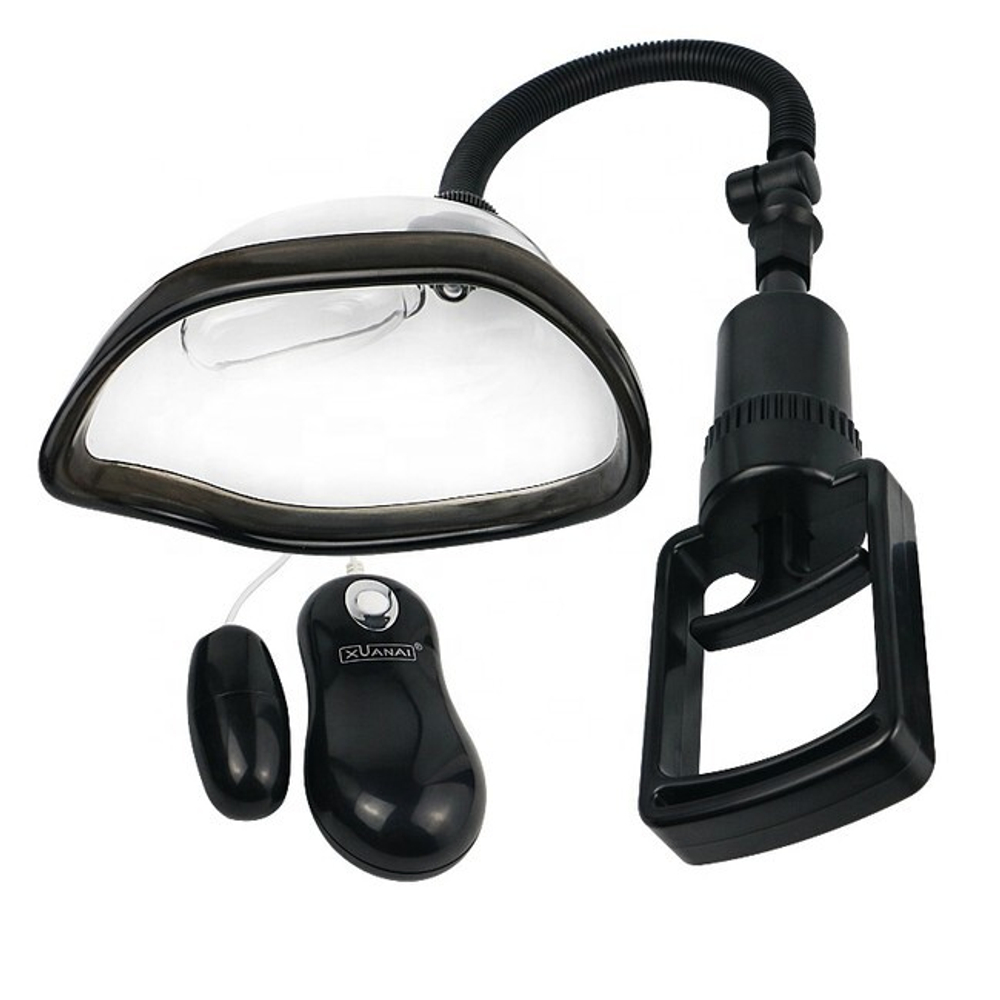 Вакуумная помпа вагинальная с вибрацией Tracker Vaginal Vacuum Pump (Цвет: прозрачный с черным)