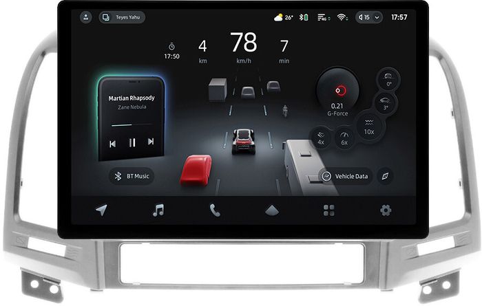 Магнитола для Hyundai Santa Fe 2 CM 2006-2012 (рамка серебро) - Teyes CC4-PRO монитор 13" 2K QLED на Android 13, Быстрейшая, Snapdragon 778G, ИИ, CarPlay, DSP, 4G SIM-слот