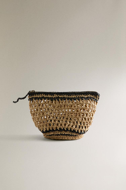 ZARA HOME ПЛЕТЕНАЯ БУМАЖНАЯ СУМКА-КЛАТЧ, ДВУХЦВЕТНЫЙ