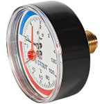 Термоманометр аксиальный STOUT - 1/2" (D80 мм, шкала 0-120°C/0-4 бар, с запорным клапаном)