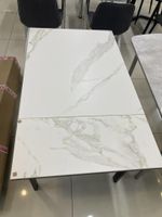 Стол керамика Брайтон подстолье черное Столешница белая к/г (черная) 890