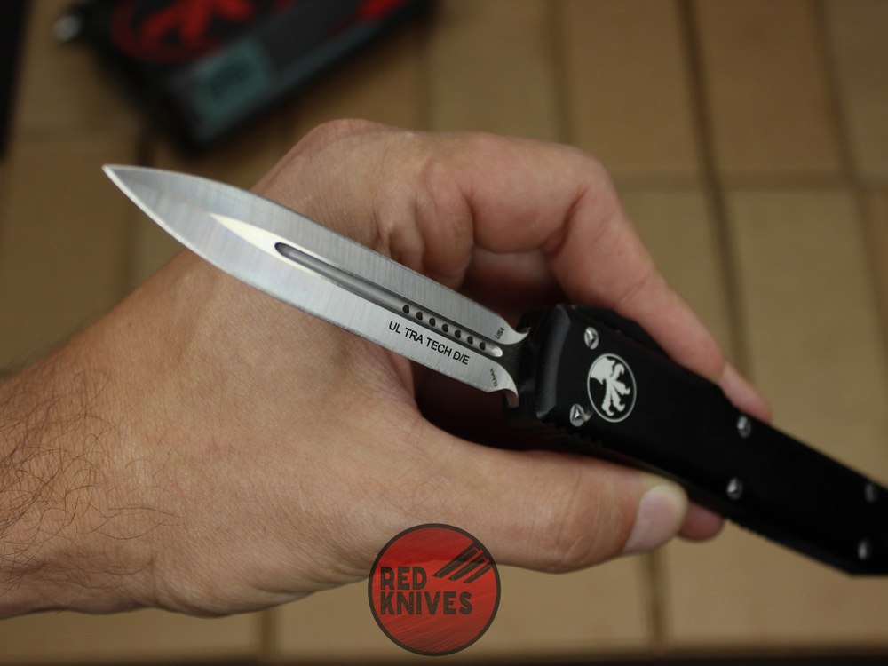 Нож Microtech Ultratech D/E - черная рукоять, кинжальный клинок сатин + запчасти RK-388