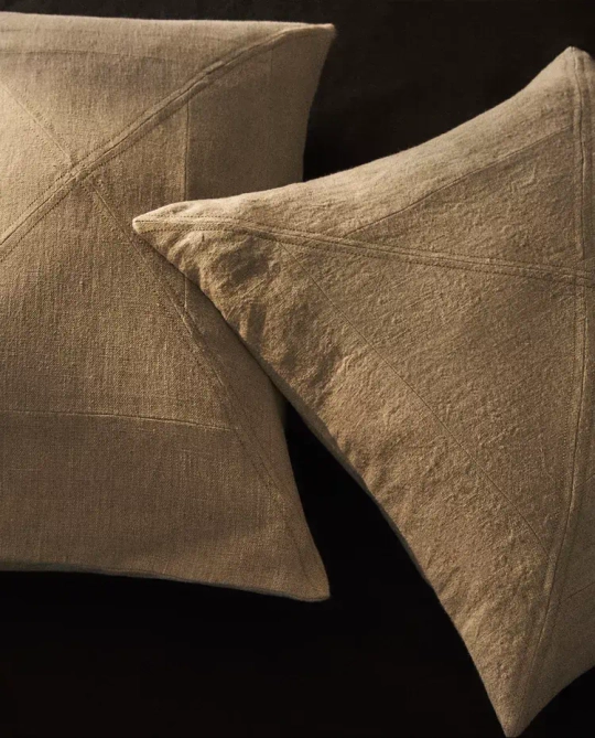 ZARA HOME ЛЬНЯНАЯ НАВОЛОЧКА ДЛЯ ДЕКОРАТИВНОЙ ПОДУШКИ, СВЕТЛО-БЕЖЕВЫЙ