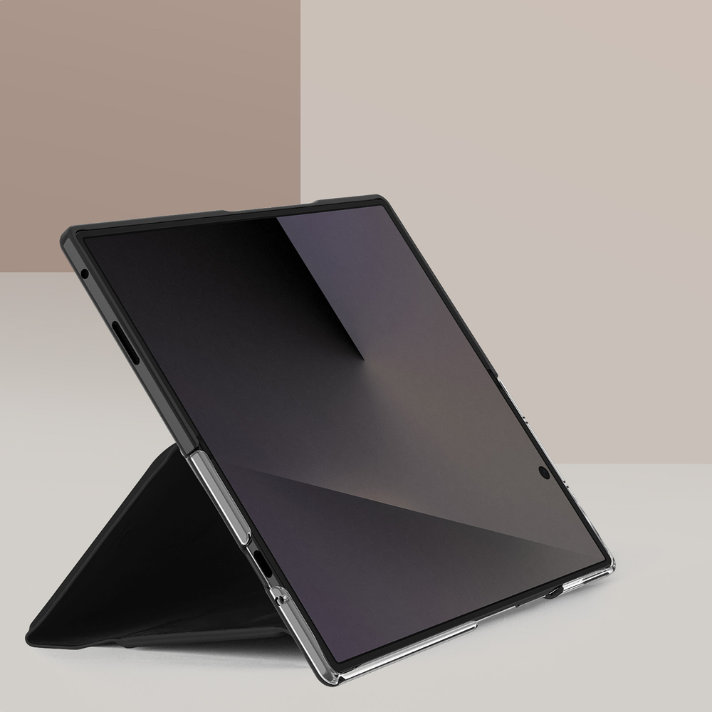 Чехол из кожи черного цвета для Samsung Galaxy Z Fold 8 Ultra, поддержка беспроводной зарядки, серия Bril Series Case (Magnetic Version) от Dux Ducis