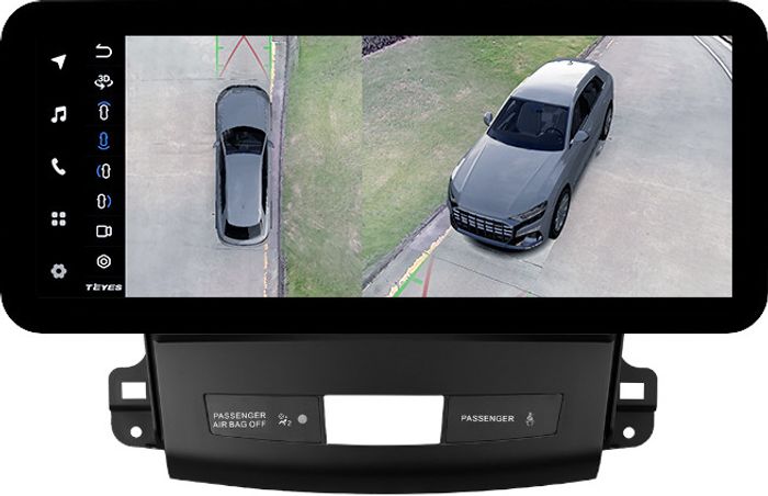 Магнитола для Mitsubishi Outlander XL, Peugeot 4007, Citroen C-Crosser (без Rockford, рамка гладкая) - Teyes LUX ONE 360 монитор 12.3" 2K QLED на Android 10, Быстрая, CarPlay, 4G SIM-слот, 4 камеры в комплекте